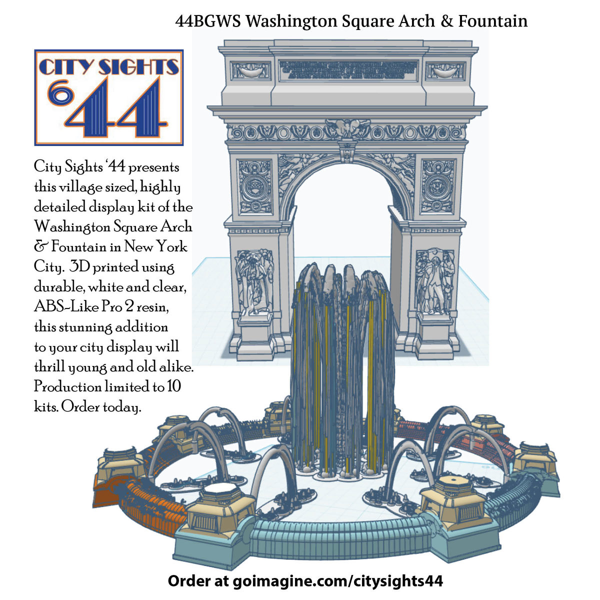 Limited Edition - Washington Square Park, New York City, display model kit.