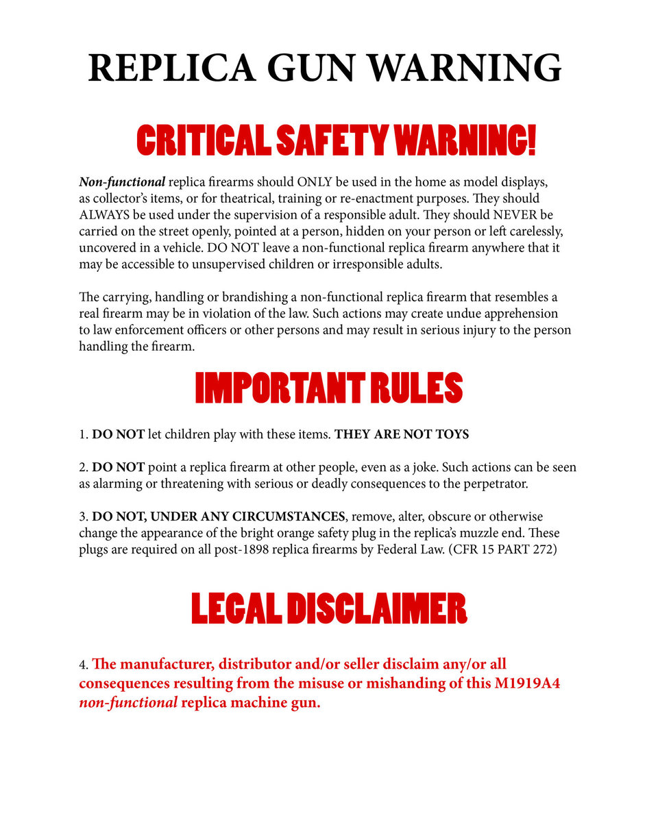 M1919A4 Browning .30 Caliber Display Model Kit